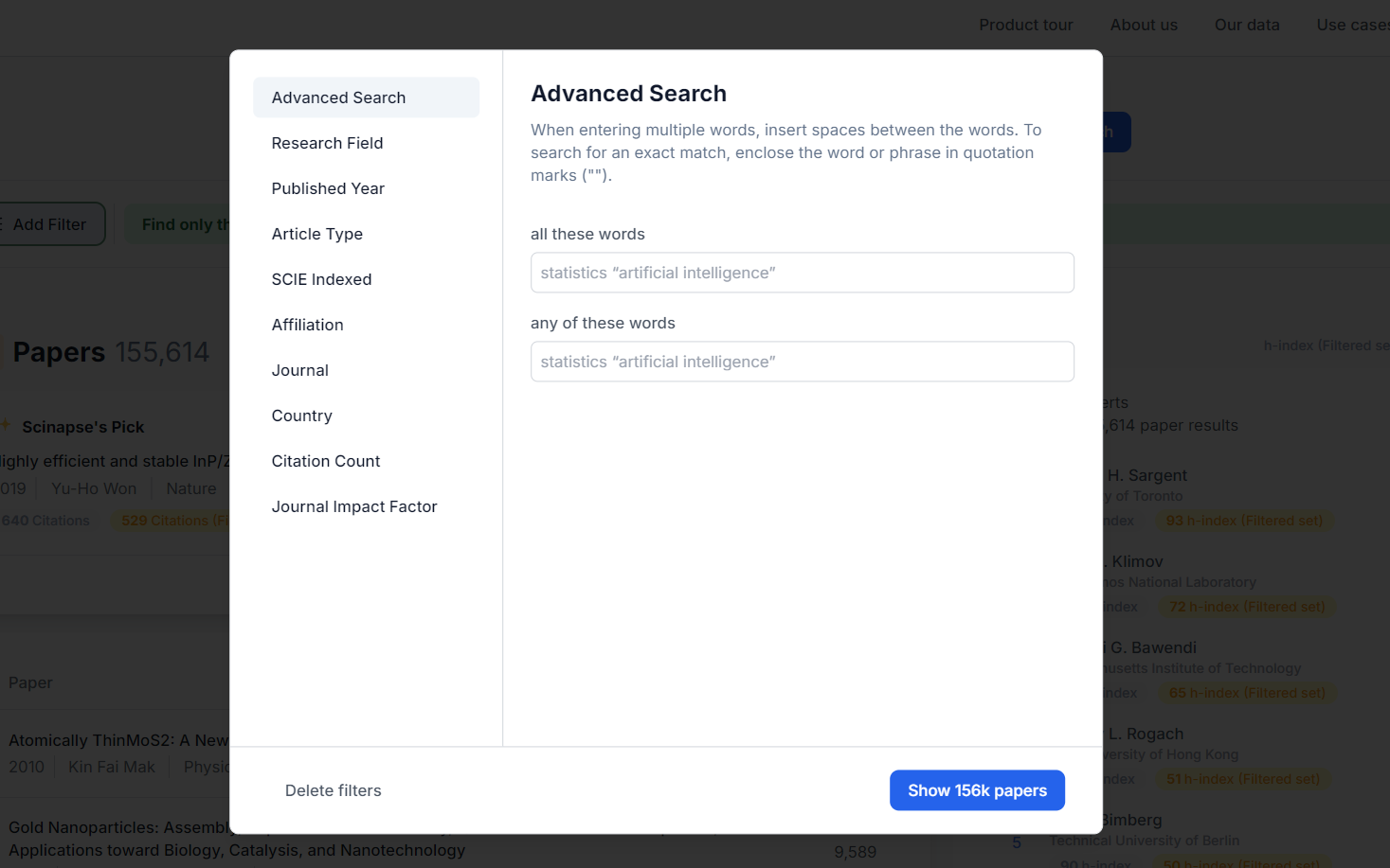 Advanced Search from Scinapse